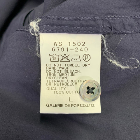 SAGE DE CRET Size L Navy Cotton Button Up Long Sleeve Shirt