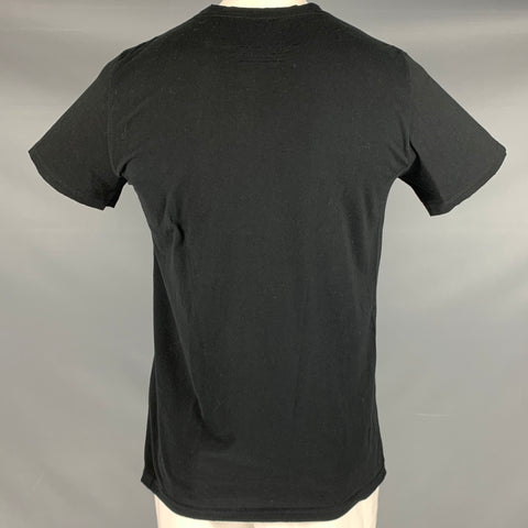 BALMAIN Size XL Black Cotton Distressed Crew Neck T-shirt