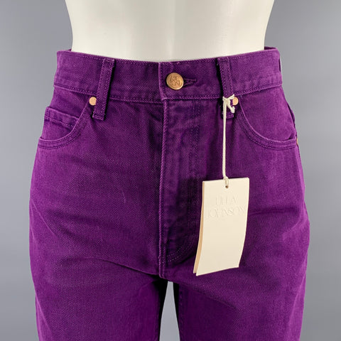 ULLA JOHNSON Size 25 Purple Cotton Straight Jeans