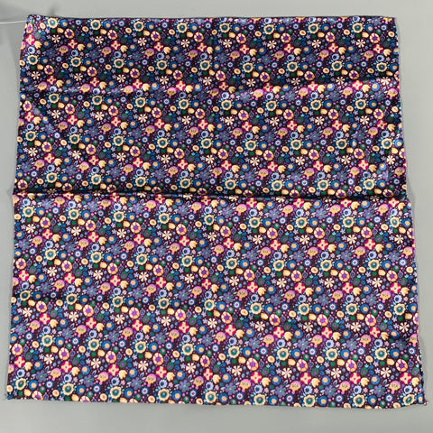 BARNEY'S NEW YORK Multi Color Floral Silk Blend Satin Pocket Square