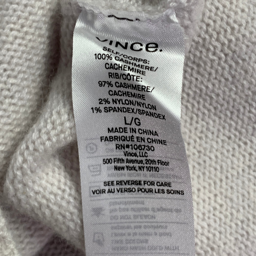 VINCE Size L Grey Light Knit Cashmere Crew Neck Pullover