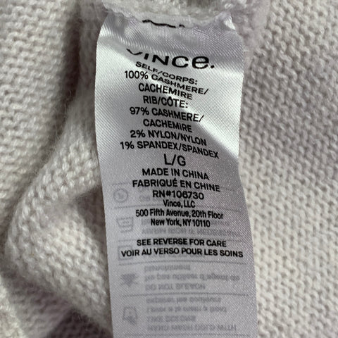 VINCE Size L Grey Light Knit Cashmere Crew Neck Pullover