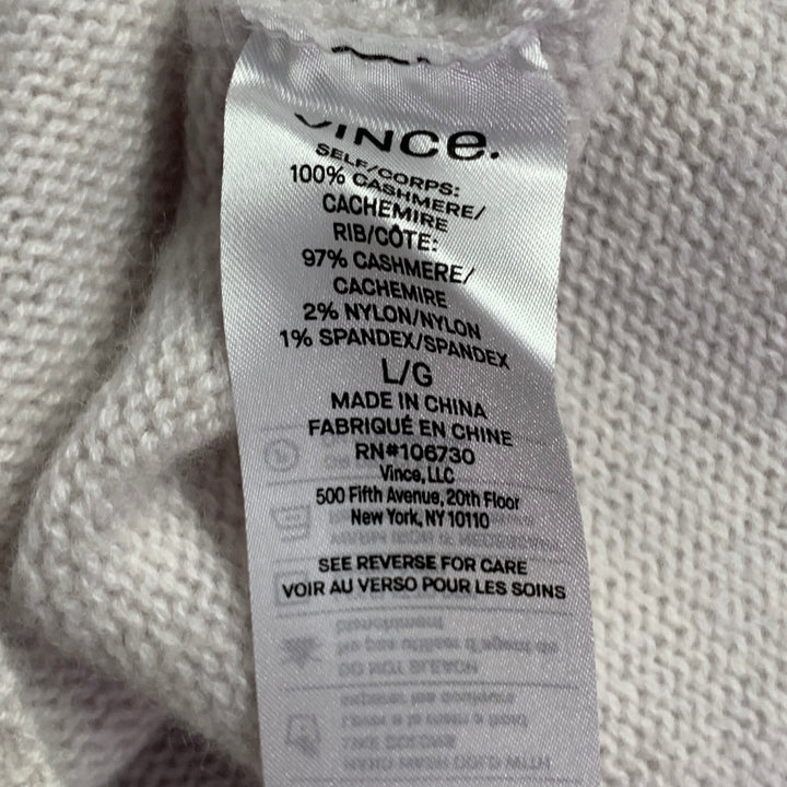 VINCE Size L Grey Light Knit Cashmere Crew Neck Pullover