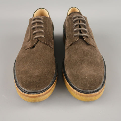 DRIES VAN NOTEN Size US 7 Brown Solid Suede Crepe Sole Lace Up Shoes