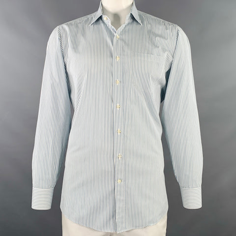 SID MASHBURN Size L Blue White Stripe Cotton One Pocket Long Sleeve Shirt