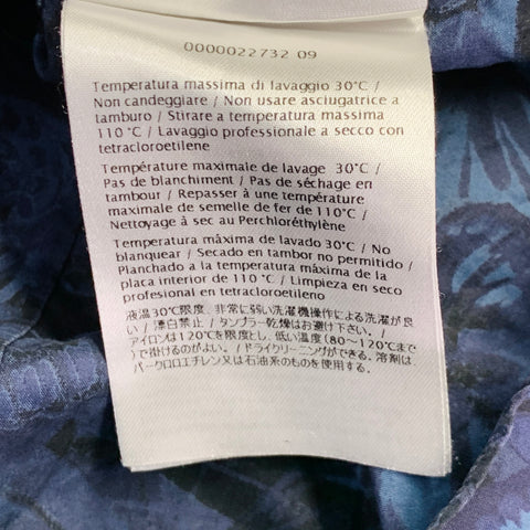 VALENTINO Size M Navy Blue Black Butterfly Cotton Button Up Long Sleeve Shirt