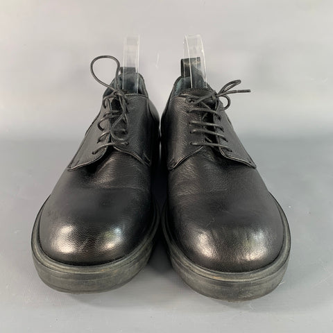 OXS Size 10 Black Leather Derby Lace Up Shoes