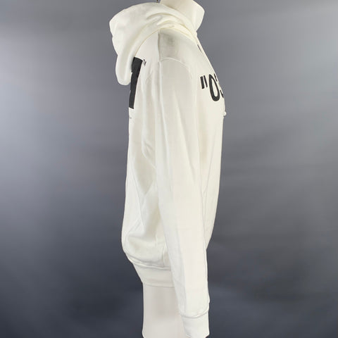 OFF-WHITE Size M Cream Logo Cotton Hoodie Sweatshirt