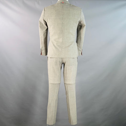 THOM BROWNE Size 38 Regular White Black Houndstooth Wool 3 Button Suit