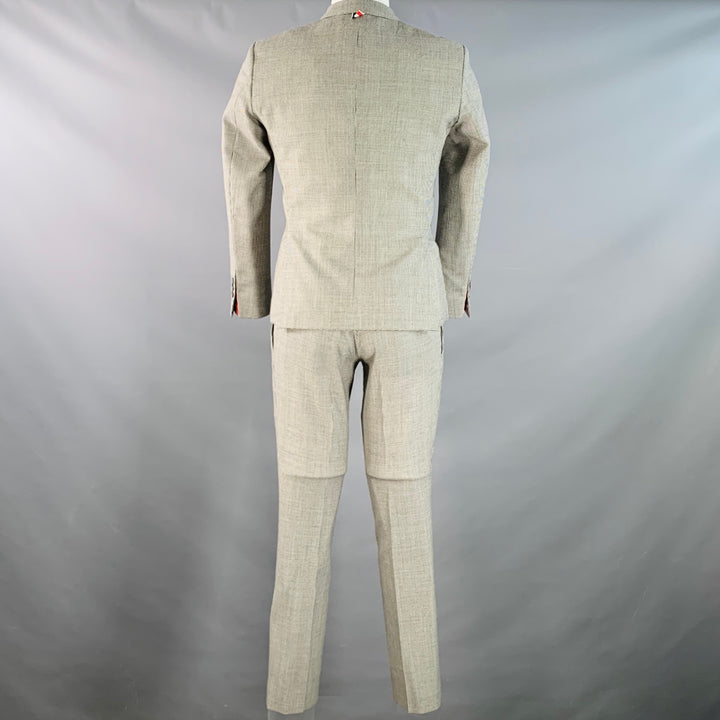 THOM BROWNE Size 38 Regular White Black Houndstooth Wool 3 Button Suit