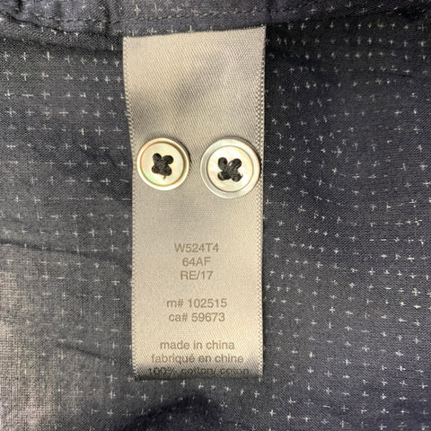 JOHN VARVATOS Size L Navy Grey Cross Cotton Collarless Long Sleeve Shirt
