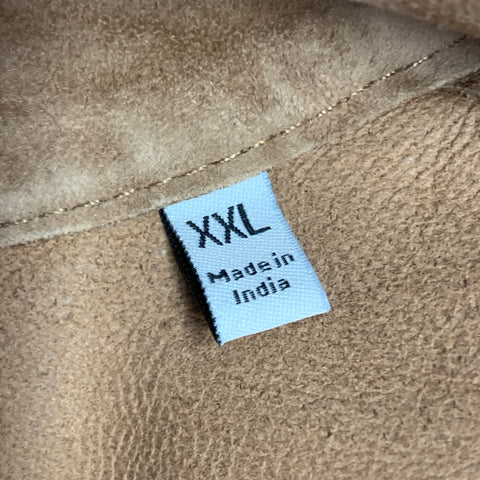 Veste zippée 7 DIAMONDS en daim couleur chameau avec deux poches, taille XXL