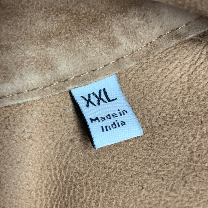 7 DIAMONDS Size XXL Camel Suede Two Pockets Zip Up Jacket