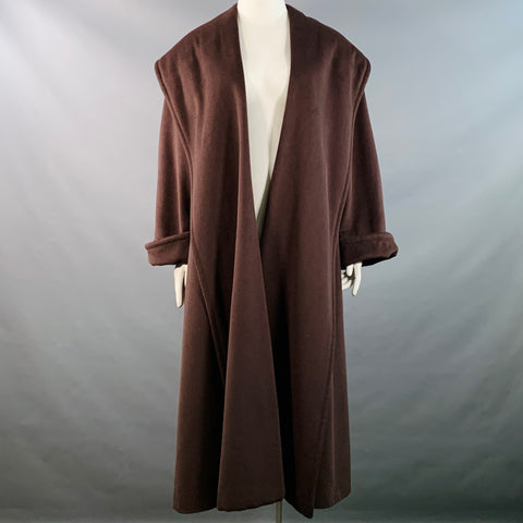 ESCADA Vintage Taille L Manteau ouvert en cachemire marron