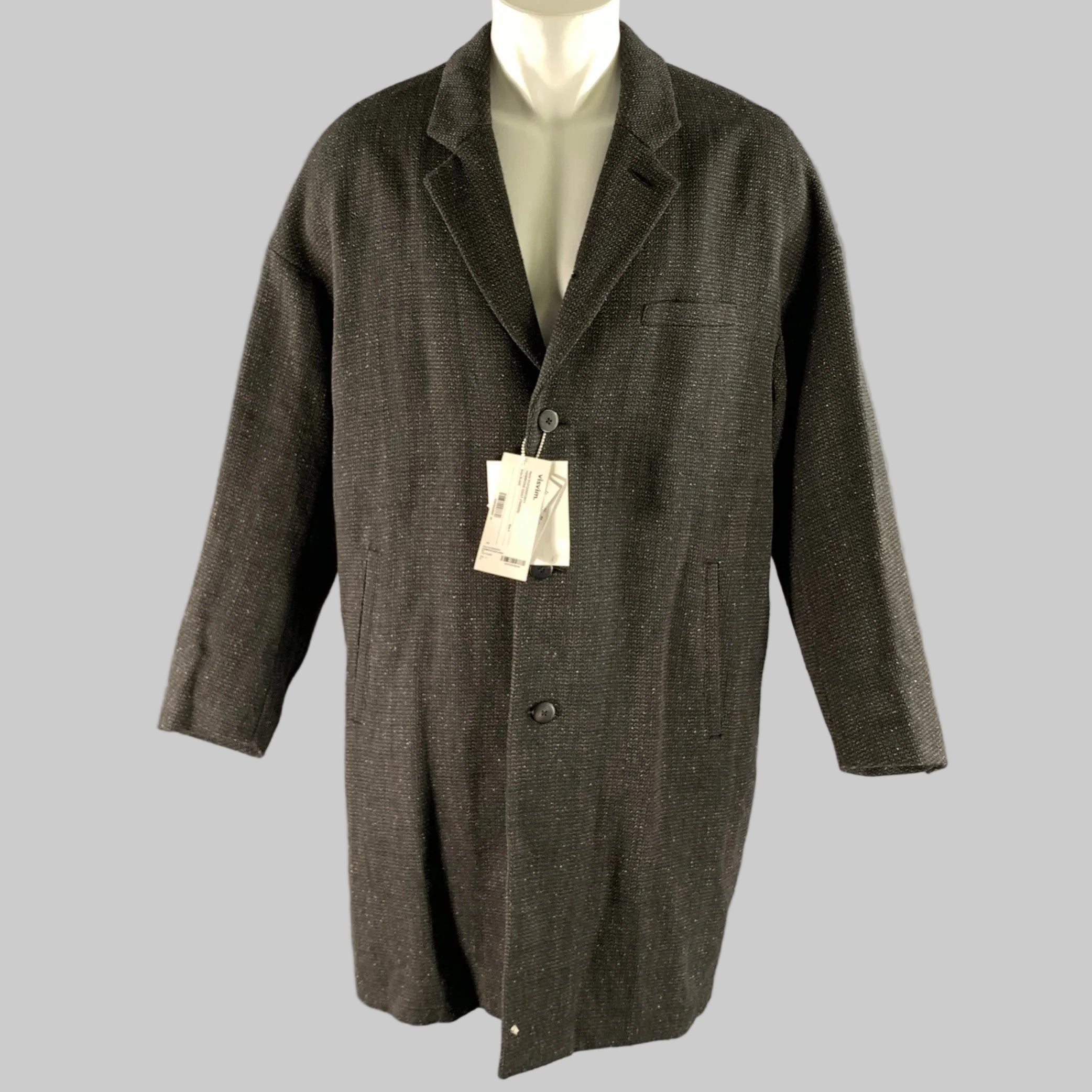 VISVIM Size M Black Brown Tweed Wool Linen Silk Notch Lapel Coat