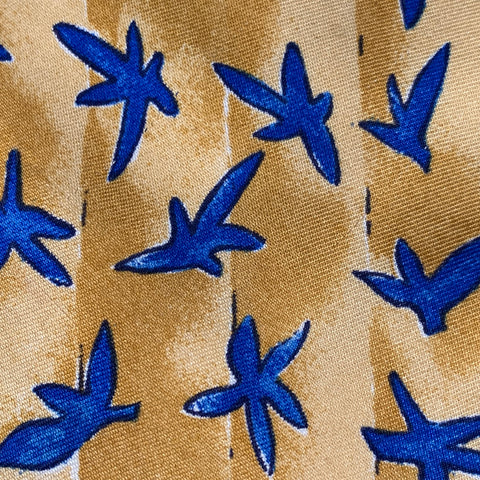 YVES SAINT LAURENT Yellow Blue Stars Silk Tie