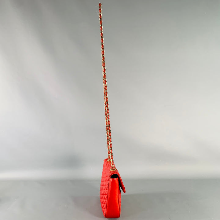 PIERRE BALMAIN Red Quilted Leather Chain Strap Shoulder Bag