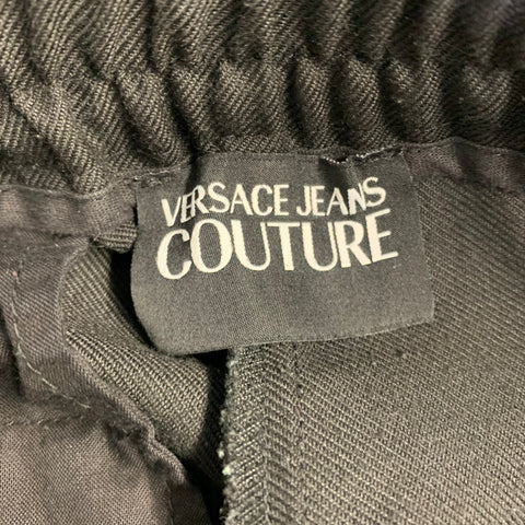 VERSACE JEANS COUTURE Size L Black Polyester Blend Pleated Casual Pants