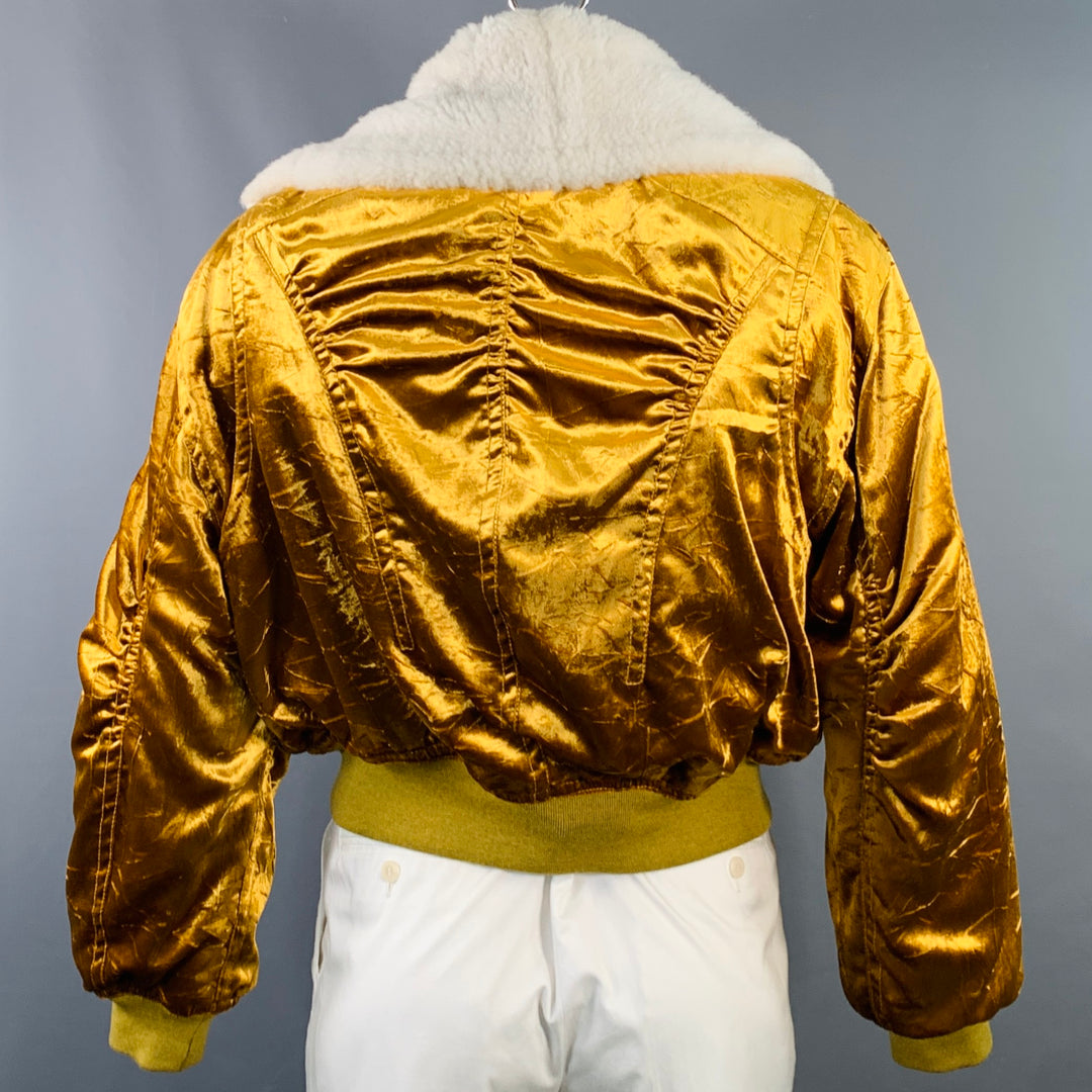HAIDER ACKERMANN Size 44 Gold Velvet Rayon Blend Zip Up Blouson Jacket