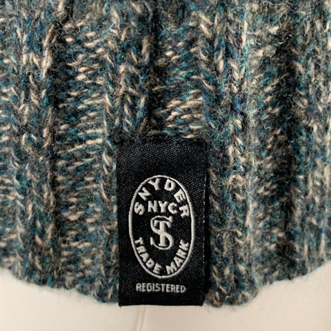 TODD SNYDER Size M Teal Black Cream Marled Wool Mock Neck Sweater