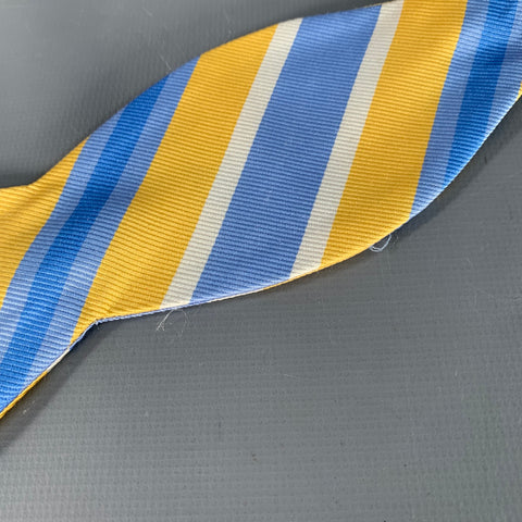 BEAU TIES LTD. Yellow Light Blue Diagonal Stripe Silk Bow Tie