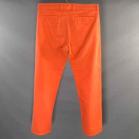 DRIES VAN NOTEN Size 34 Orange Cotton Straight leg Casual Pants