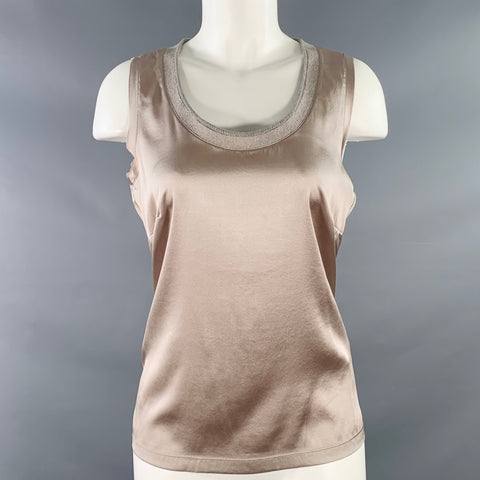 FABIANA FILIPPI Size S Grey Silk Blend Contrast Trim Tank Casual Top