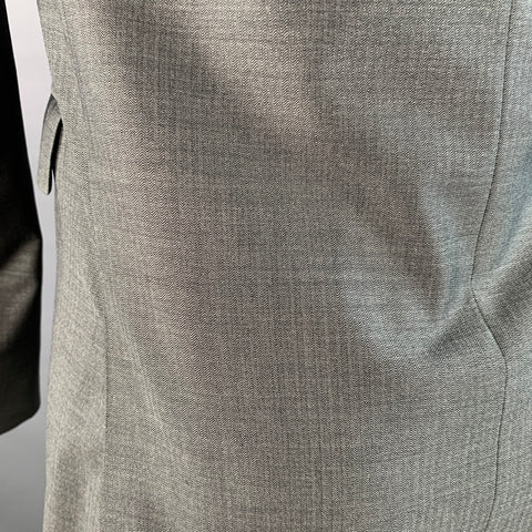 GIVENCHY Size 36 Grey Virgin Wool Silk Herringbone Notch Lapel Sport Coat