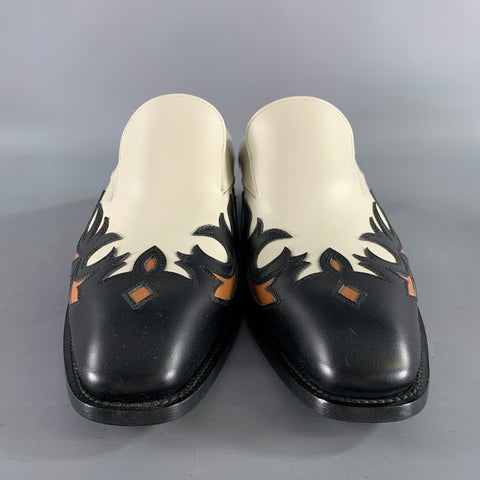 DRIES VAN NOTEN Size 9 Cream Black Western Loafers