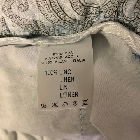 ETRO Size 36 Blue Chambray Linen Shorts