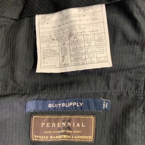 SUITSUPPLY Size 34 Black Solid Wool Tuxedo Dress Pants
