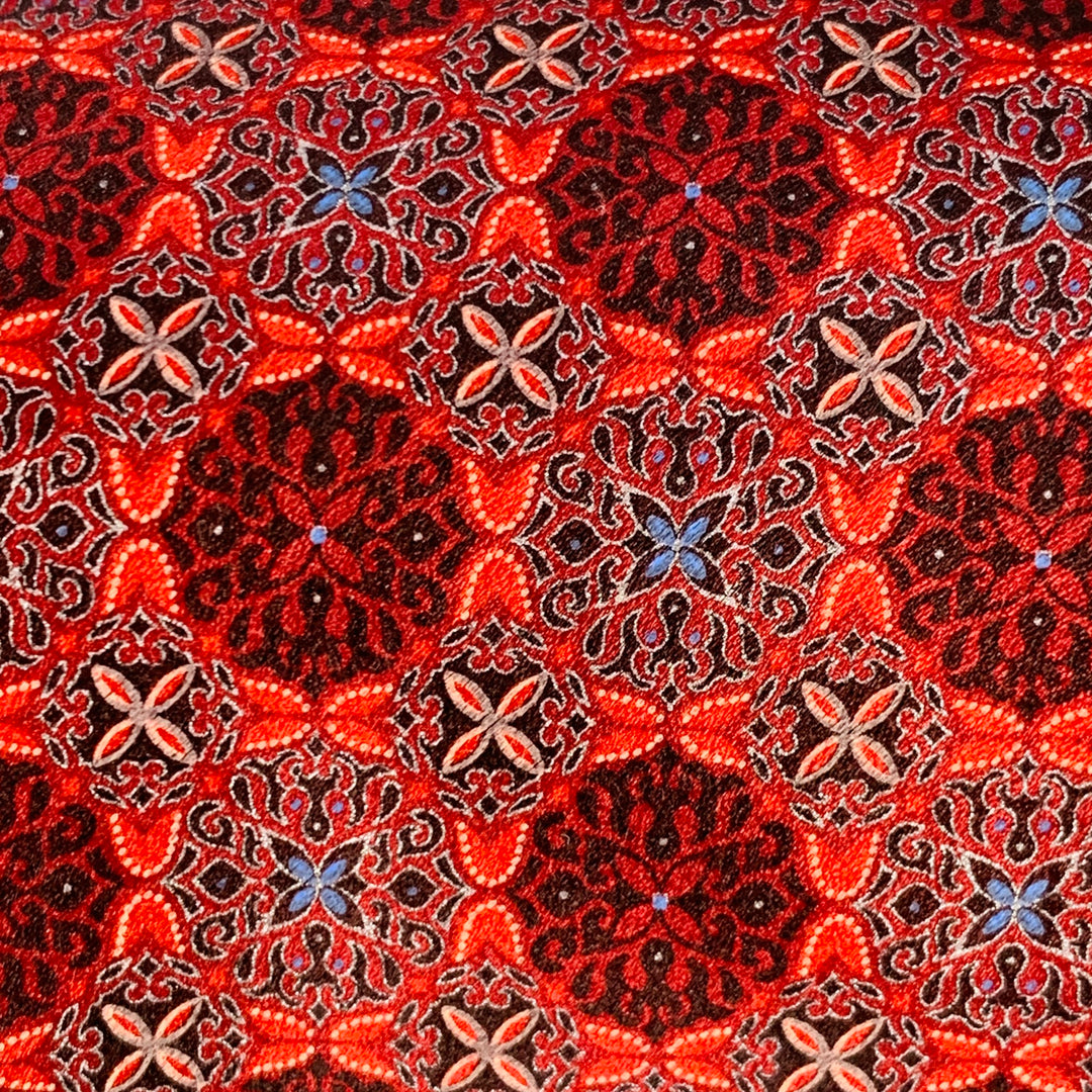 ERMENEGILDO ZEGNA Red Black Abstract Floral Silk Tie