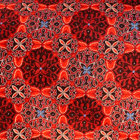 ERMENEGILDO ZEGNA Red Black Abstract Floral Silk Tie
