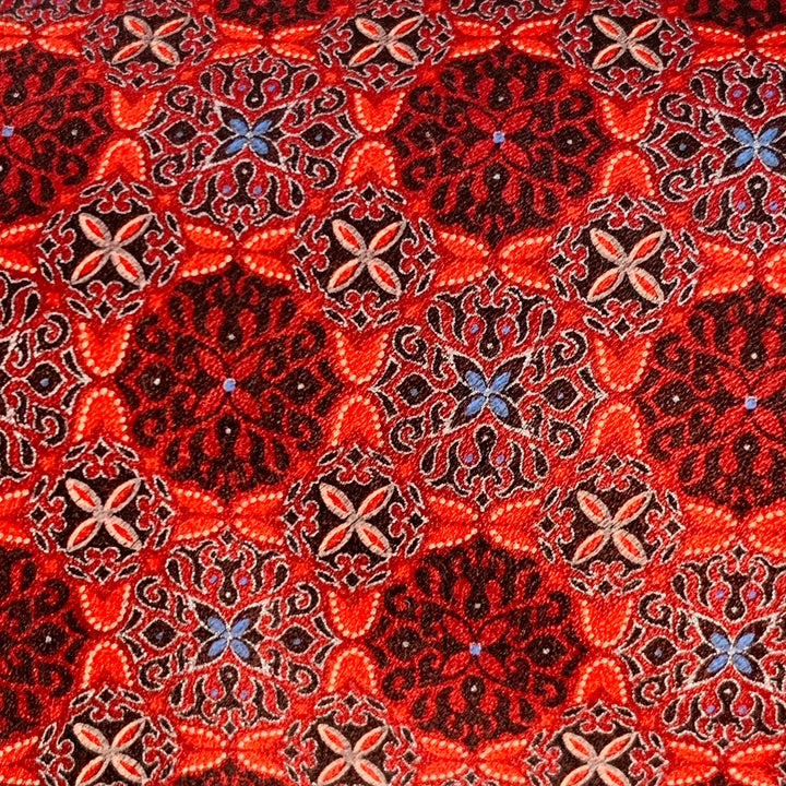 ERMENEGILDO ZEGNA Red Black Abstract Floral Silk Tie