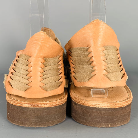 CHAMULA Size 9.5 Chapala Tan Natural Woven Leather Huarache Sandals