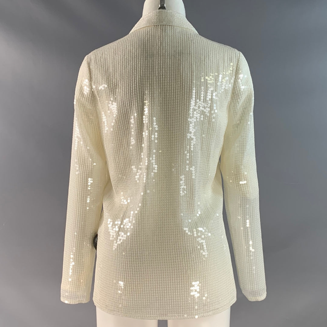 L'AGENCE Size XS Beige Sequined Hidden Placket Shirt