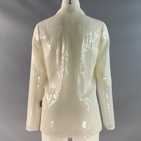 L'AGENCE Size XS Beige Sequined Hidden Placket Shirt