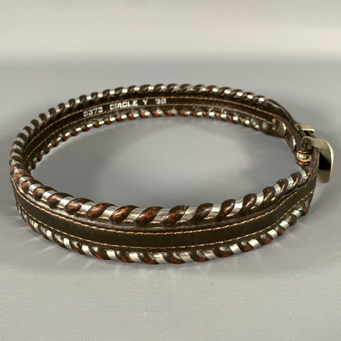 CIRCLE Y Waist Size 26 Brown Silver Leather Belt