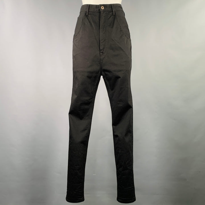 KAPITAL Size S Black Cotton Polyurethane Drop Crotch Casual Pants