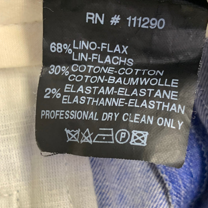 DEREK LAM Size 2 Blue Linen Cotton Blend Skinny Casual Pants