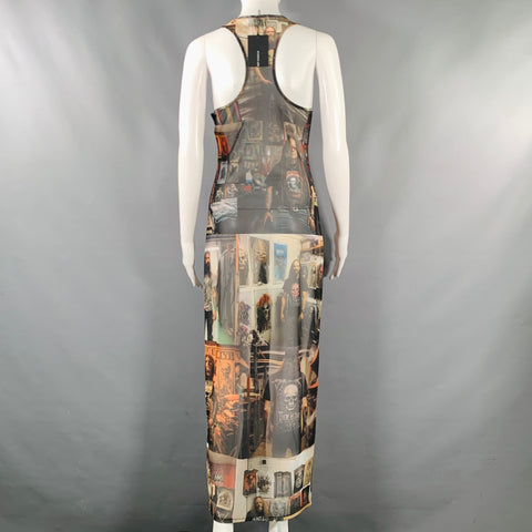 PUPPETS & PUPPETS Size S Metal Friends Black Multi Color Polyester Blend Print Dress