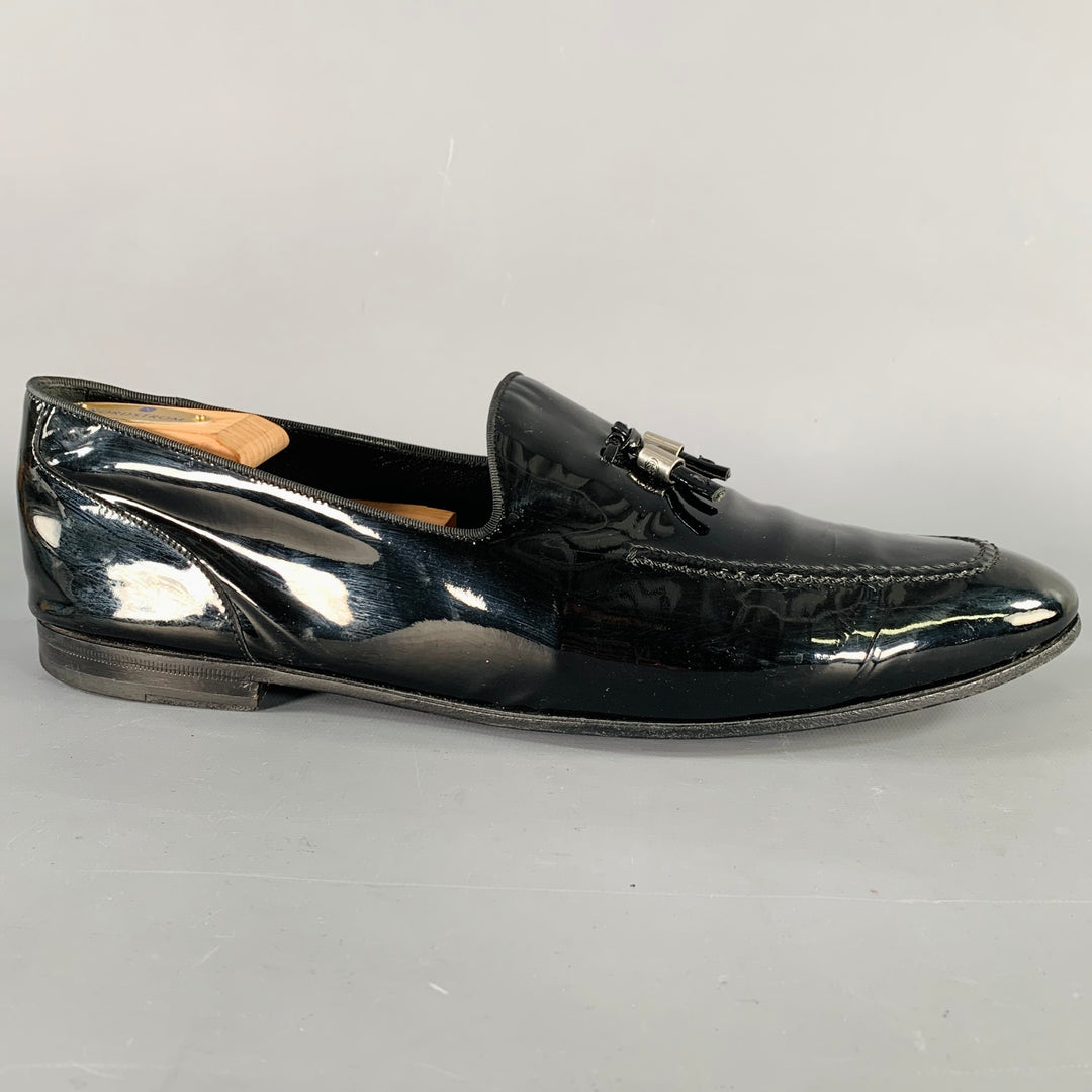 Patent Leather Loafer Size 11.5 Patent Leather Tuxedo Penny Loafer - Carrucci Shoes main image 3