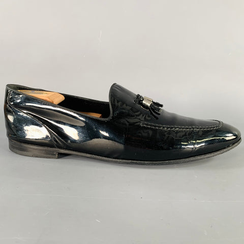 GUCCI Size 11.5 Black Patent Leather Tassel Loafers
