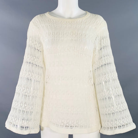 Haut décontracté à manches longues en dentelle crème, taille M VINTAGE