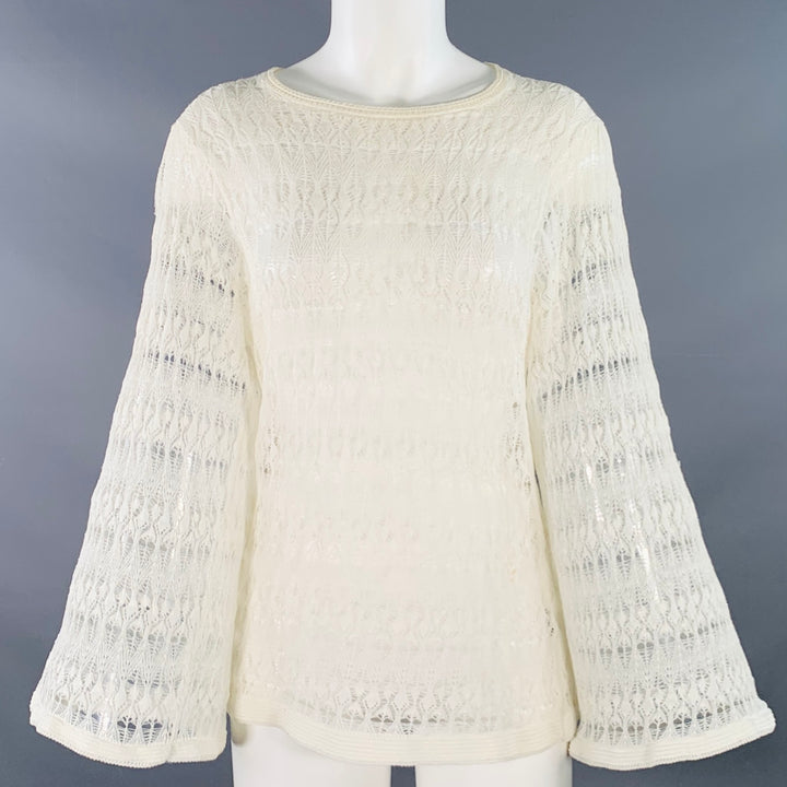 VINTAGE Size M Cream Lace Long Sleeve Casual Top