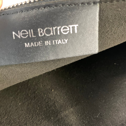 NEIL BARRETT SS2016 Black Red Lightning Bolt Leather Pouch Bag