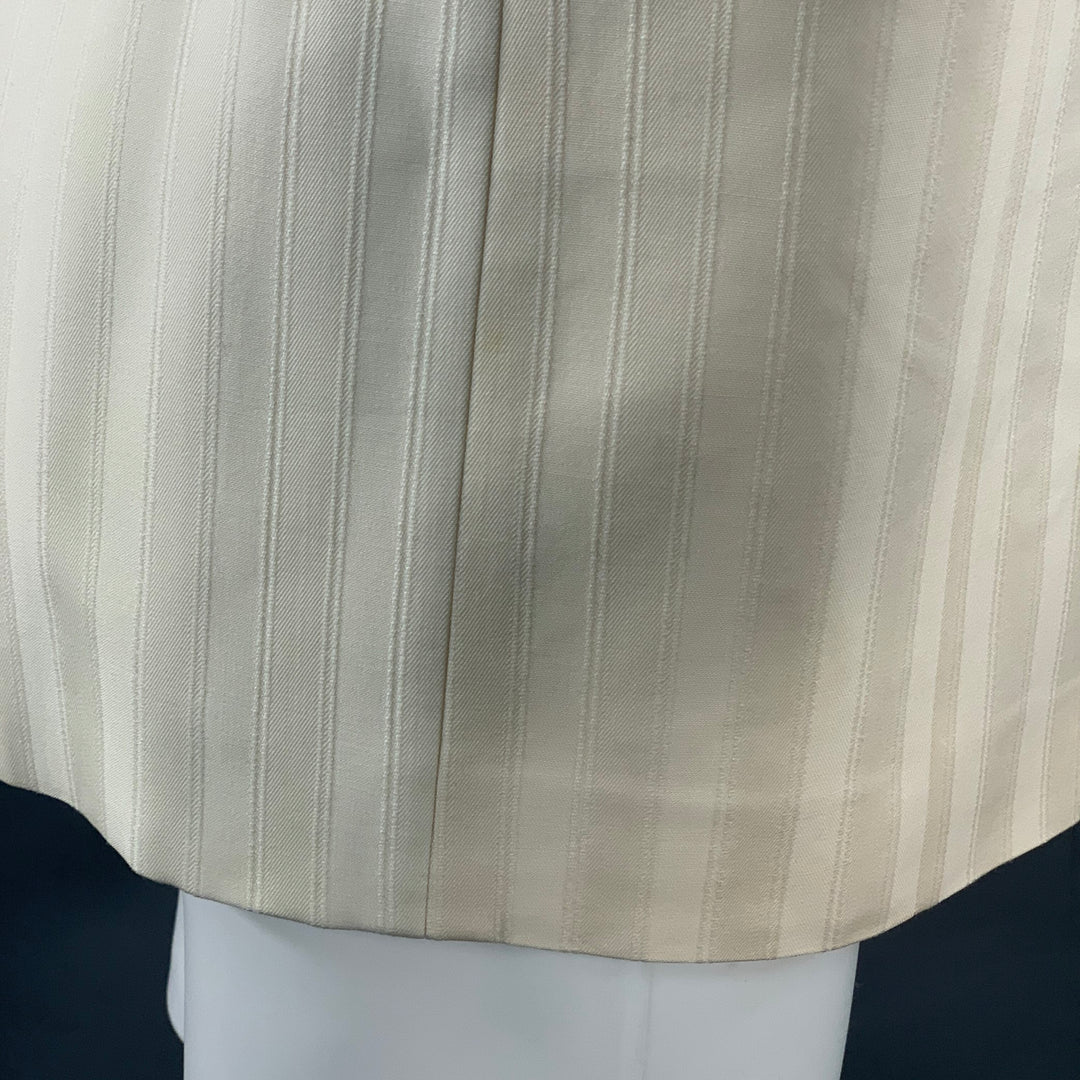 SAINT LAURENT Size 40 Regular Cream White Stripe Wool Peak Lapel Sport Coat