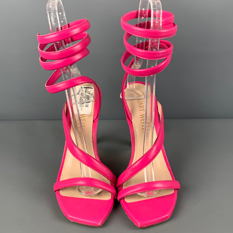 STUART WEITZMAN Size 9 Pink Leather Beatrix Wrap Around Sandals