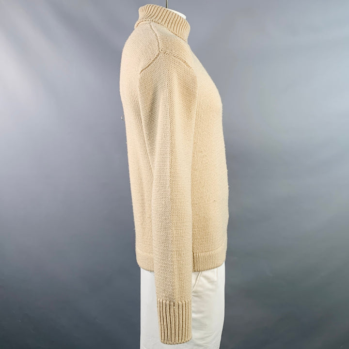 GRP Size L Beige Knit Merino Wool Turtleneck Sweater