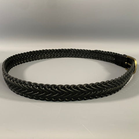 NO BRAND Black Gold Braided Leather Belt